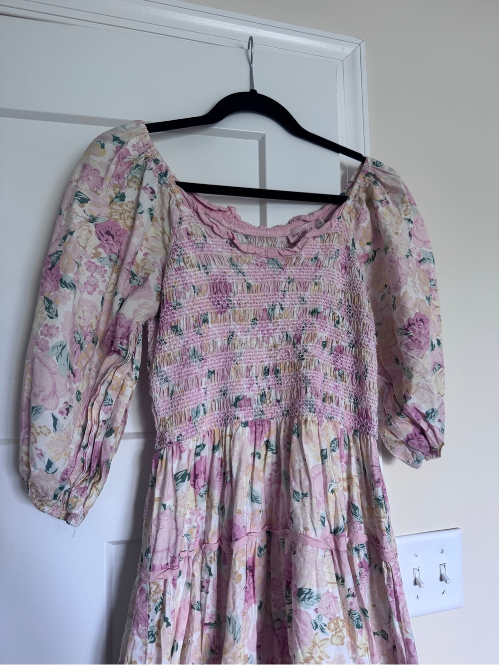 Ivy City Co Roselyn Pink Floral Smocked Midi - Picture 3 of 3